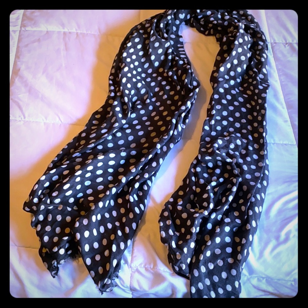 Black and white polka dot scarf